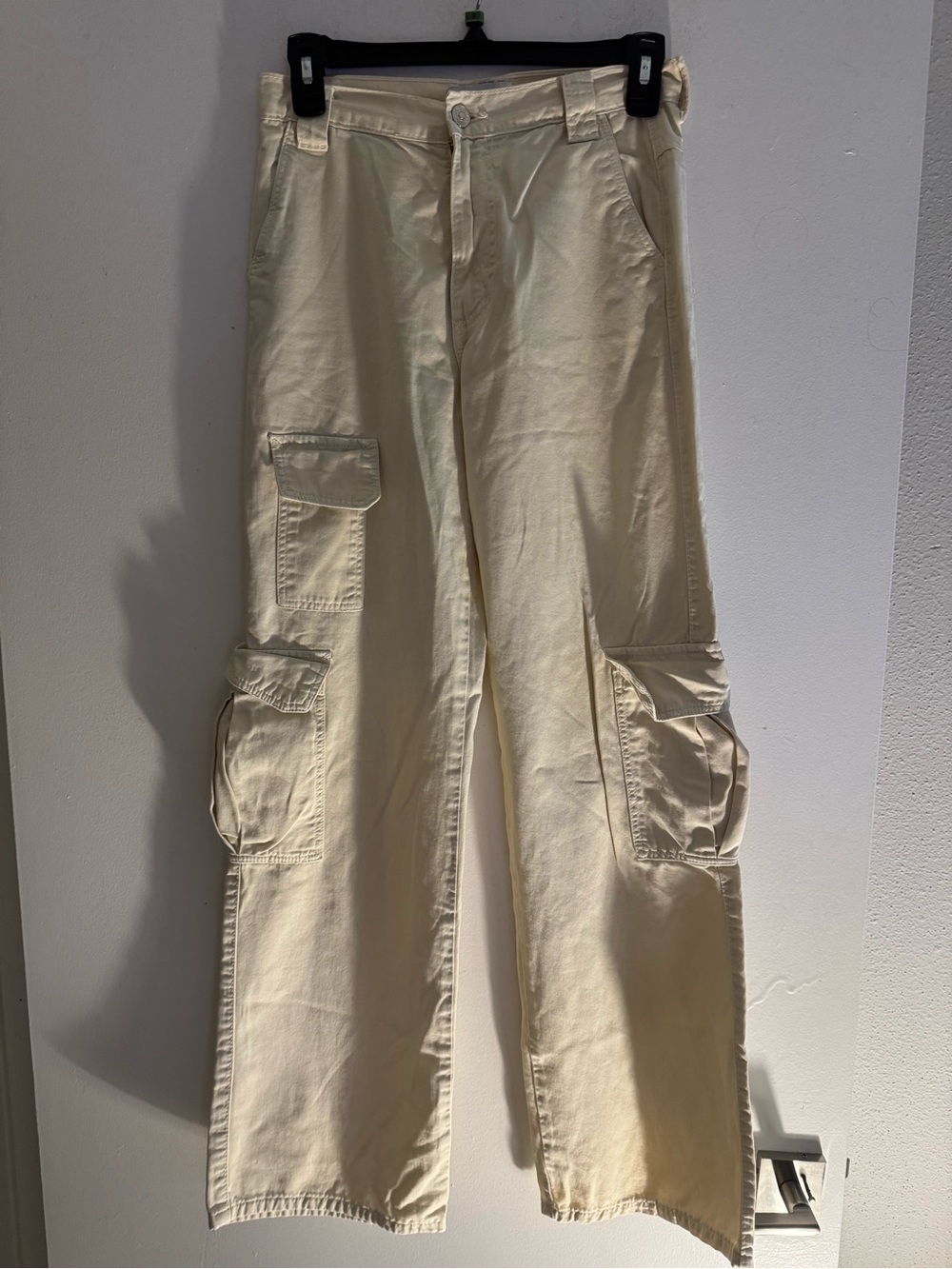 Zara Beige Cargo Pants Women’s Size 0 Off White High Rise Utility Wide Leg